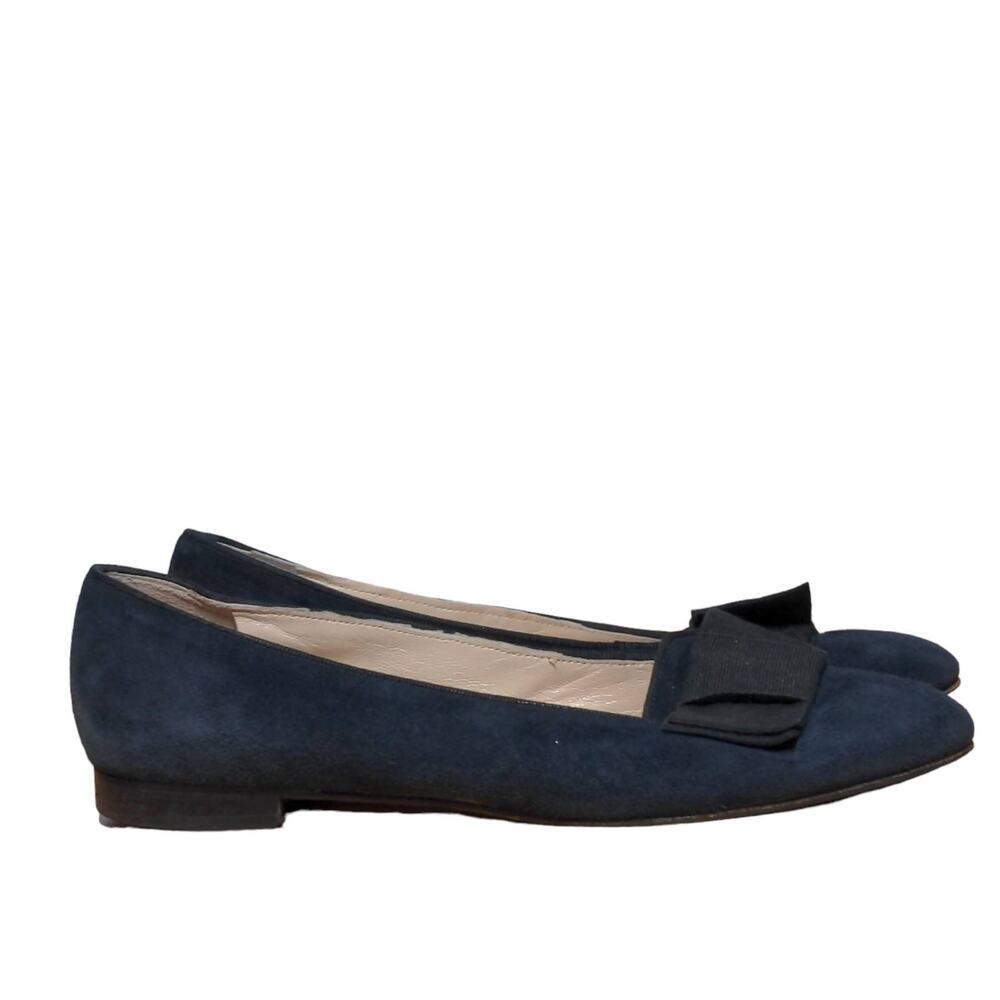 Patricia Green Womens Ballet Flats Shoes Navy Blue Slip On Bow Italy 10.5 EUR 41